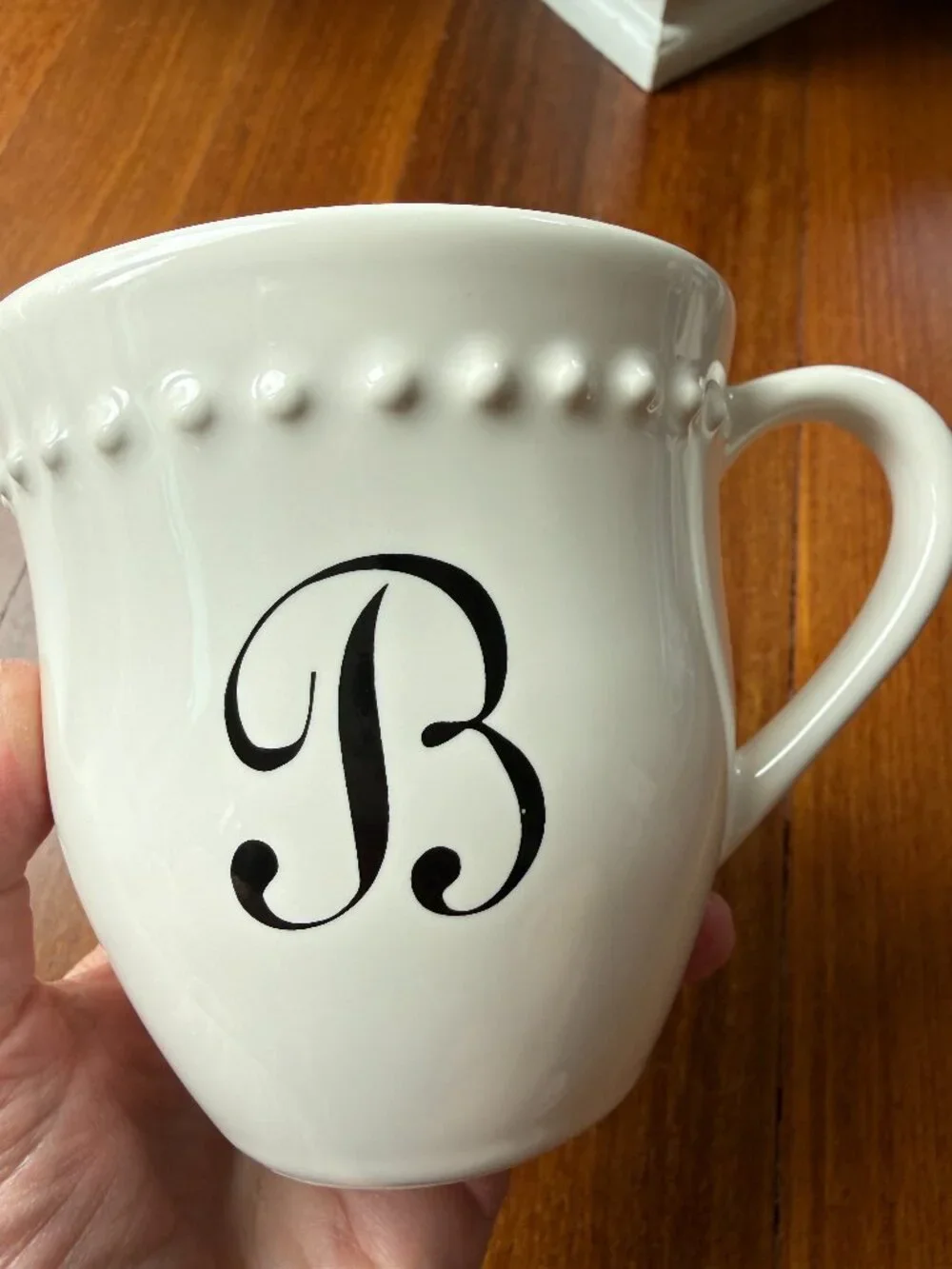Pottery Barn Cream / Off White Emma Mug with B Initial
